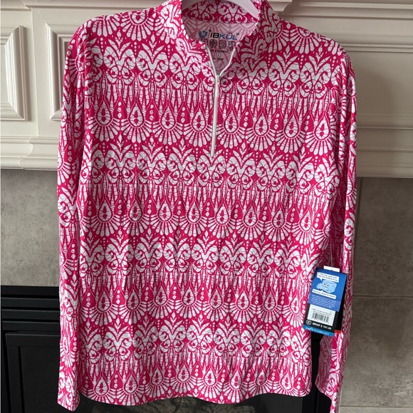 IBKUL Tops - NWT IBKUL Women's Barbara Print Long Sleeve Mock Neck Athletic Top Large